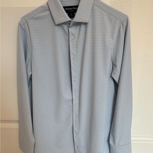 Mizzen+Main Blue Dress Shirt Classic Collar Long Sleeves